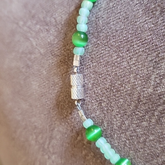 3/$30 HANDMADE Lime Fiber Optic Beaded Turtle Fetish Mermaidcore Necklace - Picture 6 of 8